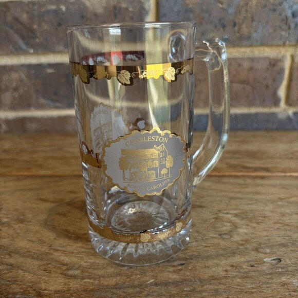 Culver Glass 22k Gold Charleston South Carolina Beer Mug - Picture 1 of 11